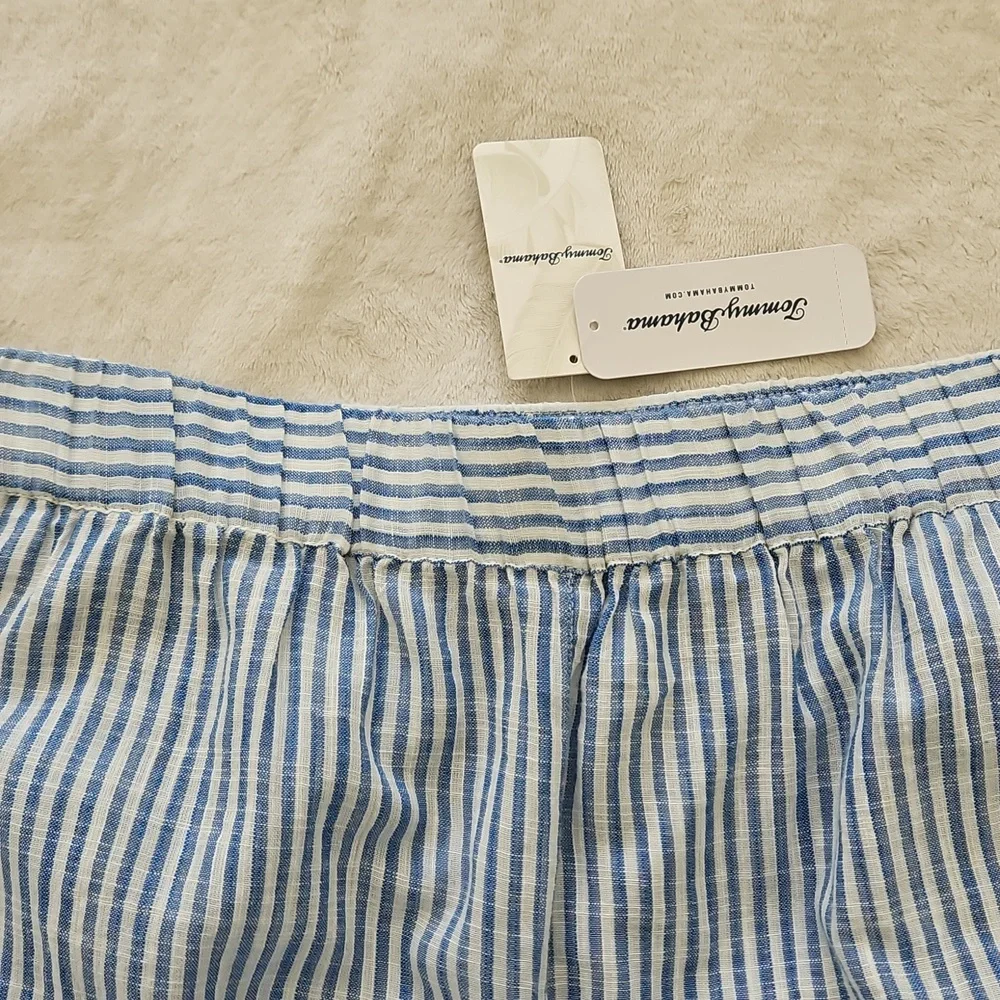 NWT Tommy Bahama Blue and White 100%‎ Cotton Striped Pull-on Shorts: Size- XL